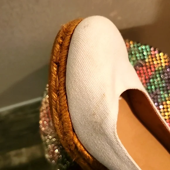 Viscata Barcelona white and tan Espadrille Wedges Size 39(9) EUC - Picture 6 of 11